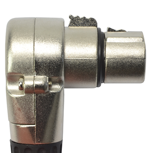 XLR Connector Female Right Angle Style - Strong Cable Grip, Metal Body